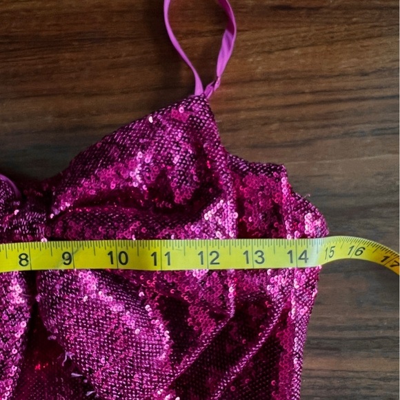 Torn by Ronny Kobo Pink Lindsay Dress, Sequin Bow Mini Dress Sz XS - Picture 6 of 9